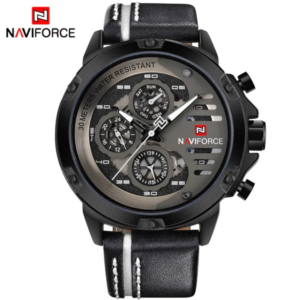 WW1813 Naviforce Multifunction Black Leather Belt Watch NF9110M