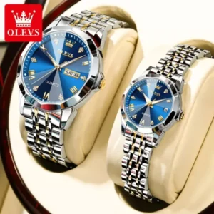 OLEVS 9931 Trendy Korean Style Luminous Calendar with Gift Box Couple Watch